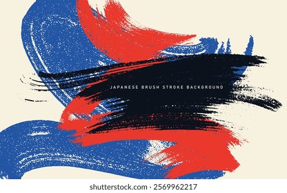 Japanese vector brush stroke, template texture on white background. Design strong brush stroke graphic element, turbulence brush stroke. Paint color strokes brush texture with space for your own text.