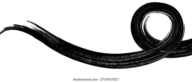 Trazo de pincel de Vector japonés, textura de Plantilla sobre fondo blanco. Elemento gráfico de trazo de pincel fuerte de diseño, trazo de pincel de turbulencia. Pinta la textura del pincel de trazos negros con espacio para tu propio texto.