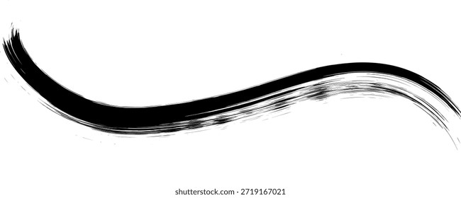 Trazo de pincel de Vector japonés, textura de Plantilla sobre fondo blanco. Elemento gráfico de trazo de pincel fuerte de diseño, trazo de pincel de turbulencia. Pinta la textura del pincel de trazos negros con espacio para tu propio texto.