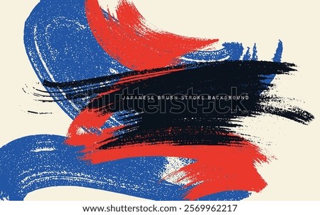 Japanese vector brush stroke, template texture on white background. Design strong brush stroke graphic element, turbulence brush stroke. Paint color strokes brush texture with space for your own text.