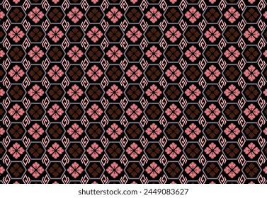 Japanese vector seamless patterns, Geometric shape cherry blossoms