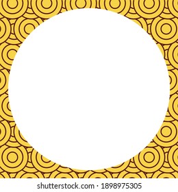 Japanese vector stock frame. Abstract geometric backdrop. Round, circle, ring shape. Oriental template, graphic design element. Round asian frame, square background. Asian, japanese, chinese themes