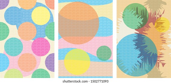 Japanese  vector template. Light background with Japanese icons. Abstract banner with balls and grunge texture.
