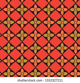 Japanese Vibrant Geometric Flower Seamless Pattern