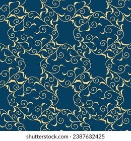 Japanese Vine Leaf Diamond Vector Seamless Pattern
