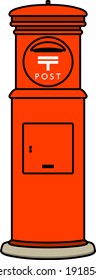 Japanese vintage mailbox isolated vector illustration.