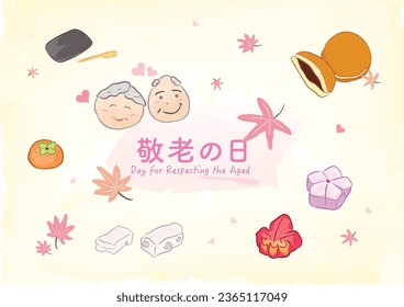 Japanese wagashi elements and dorayaki for Day for Respecting the Aged in Japanese
