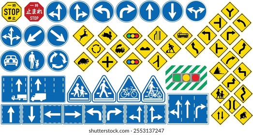 Japanese Warning Road Signs Vector Models