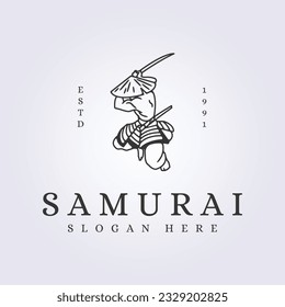 japanese warrior samurai logo symbol icon vector illustration background design