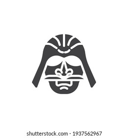 Japanische Krieger-Vektorsymbol. volles Flachzeichen für mobiles Konzept und Webdesign. Samurai Krieger Maske Glyph Symbol. Symbol, Logo-Abbildung. Vektorgrafik