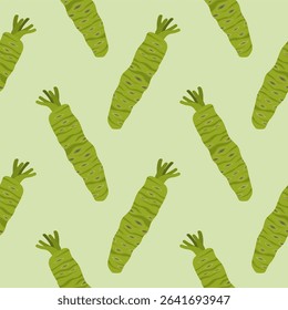 japanese wasabi root flat design seamless pattern vector illustration. Japan Spices Vector Seamless Pattern