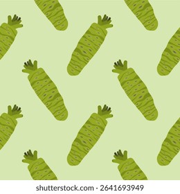 japanese wasabi root flat design seamless pattern vector illustration. Japan Spices Vector Seamless Pattern