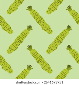 japanese wasabi root flat design seamless pattern vector illustration. Japan Spices Vector Seamless Pattern