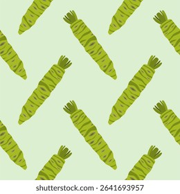 japanese wasabi root flat design seamless pattern vector illustration. Japan Spices Vector Seamless Pattern