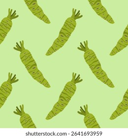 japanese wasabi root flat design seamless pattern vector illustration. Japan Spices Vector Seamless Pattern