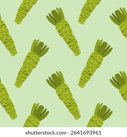 japanese wasabi root flat design seamless pattern vector illustration. Japan Spices Vector Seamless Pattern