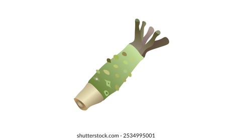 Ilustração vetorial de wasabi japonês. rábano-silvestre. wasabi raiz para comida japonesa. 