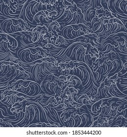 Japanese water wave background. Japanese sea new pattern seamless vector in graphic style background for fabric,textile,Advertising work,Publication,Vector Illustration design.