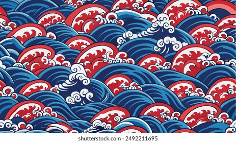 Japanische Wasserwelle nahtloses Muster