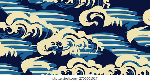 Modelo inconsútil japonés de la onda de agua