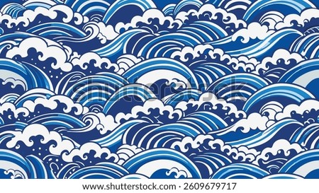 Japanese water wave seamless pattern vector background