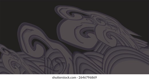 Japanese wave black background vector. Wallpaper design with blue and grey ocean wave pattern background. Modern luxury oriental illustration for covers, banners, websites, decorations and borders.