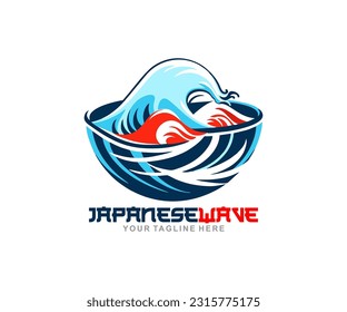 japanese wave bowl logo illustration