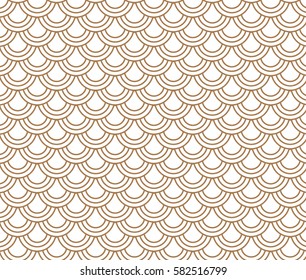 Japanese wave circle pattern brown and white background. Vector