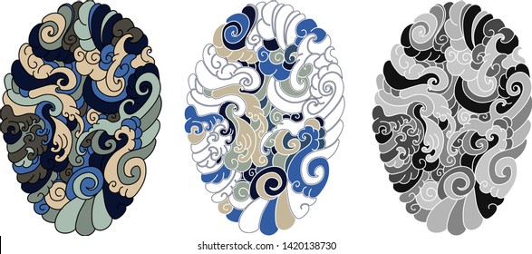 Japanese wave and cloud background.water splash tattoo.design wallpaper and abstract for tattoo.