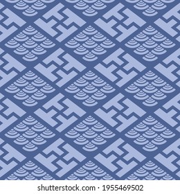 Japanese Wave Diamond Motif Vector Seamless Pattern
