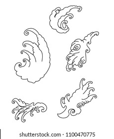 Japanese wave and fire isolate design for tattoo.