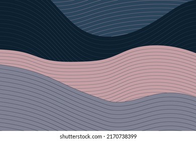 Japanese wave landscape background. Traditional asian pattern for presentation slide or cover. Abstract line design vector.