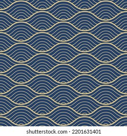 Japanese Wave Line Vector Seamless Pattern