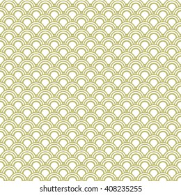 Japanese wave oriental seamless pattern. Asian style green pattern with geometric shapes.