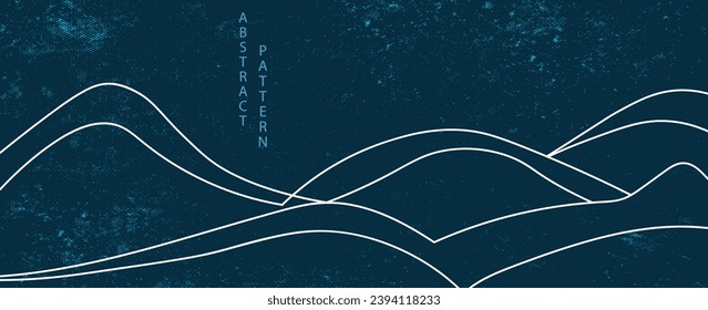 Patrón ondulado japonés con vector de fondo de arte abstracto. Plantilla de elementos de superficie de agua y mar en estilo vintage. vector