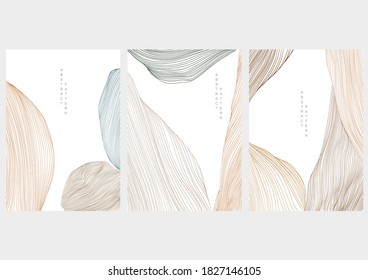 Japanese wave pattern with abstract background vector. Line elements template in oriental style.