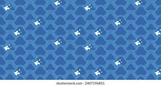 Japanese wave pattern. For a seamless print, an ethnic Japanese pattern with a nautical theme.