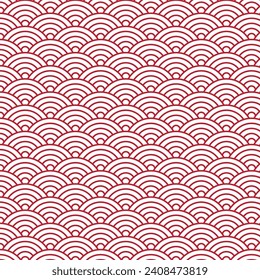 Japanese Wave Pattern Seamless, Red, Color, Lunar new year decoration, Chinese new year 