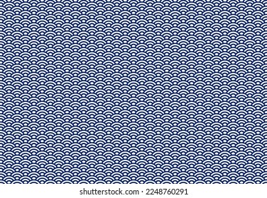 Japanese Wave pattern seamless pattern. traditional Japanese pattern style background Blue-White Traditional Japan Background. Oriental Asia Ornament Texture. National China Backdrop.