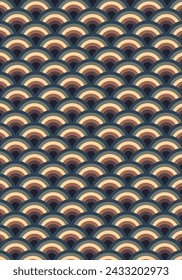 Japanisches wellenloses Muster. Abstrakter Tintendruck-Vektor-Hintergrund. Block Print Stoff Effekt Tapete.