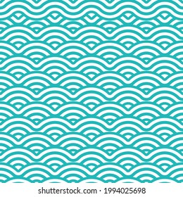 japanese wave seamless pattern background with tosca and white color