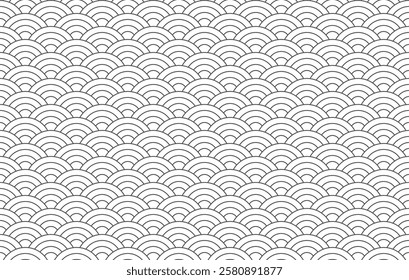 Japanese wave seamless pattern  Chinese seamless background. Traditional Asian ornament on white background.