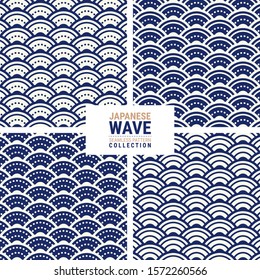 Japanese wave seamless pattern collection. This is a simple vector illustration with harmonious blend of retro and modern styles. The color can be changed if needed. Eps10 vector.
