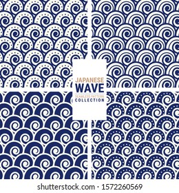 Japanese wave seamless pattern collection. This is a simple vector illustration with harmonious blend of retro and modern styles. The color can be changed if needed. Eps10 vector.