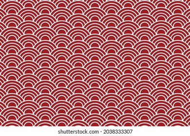 Japanese wave seamless pattern on red background vector