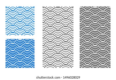 Japanese wave seamless pattern vector sets isolated on white background