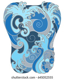 Japanese Wave for Tattoo ,Background tattoo for Back body