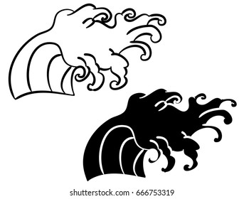 Japanese wave tattoo design isolate vector