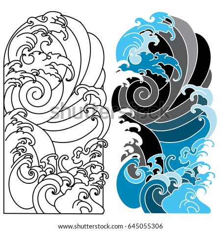 japanese wave tattoo vector