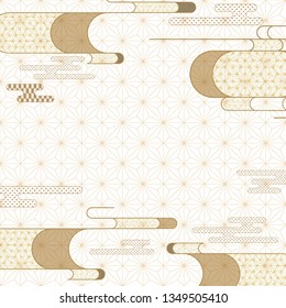 Japanese wave template vector. Oriental pattern background. Asia geometric frame. Natural luxury texture.